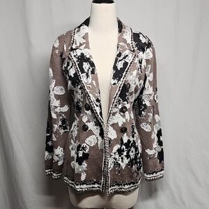 Chico's Black and White Floral Blazer